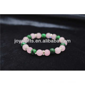 High quality Natural Gemstone Rose Quartz With Malachite Bracelet